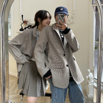 Plaid Suit Jacket Fall New 100 Hitch Casual lovers dress male and female with loose trend Inn Wind Little West suit