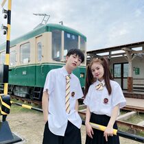 DK full set of short sleeves white shirt male and female graduation season Thai school for banfu badges embroidery JK uniforms Korean big code