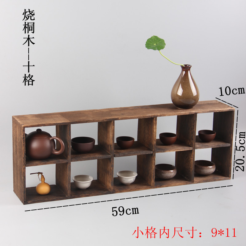 Đốt cháy paulownia tách trà giữ bộ tủ trà bình trà sứ