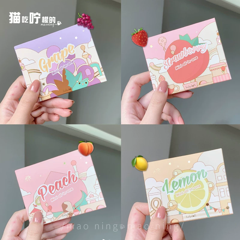 Палетка теней и лица Judydoll Orange Fruit — компактная румяна и хайлайтер, Strawberry Peach Grape