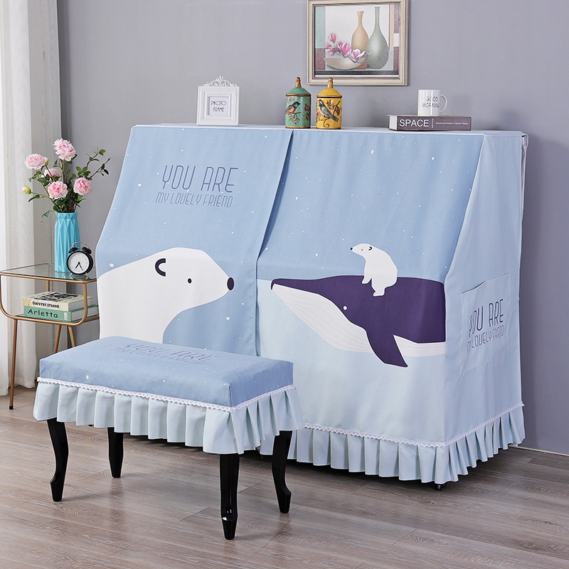 Piano cover Full cover Nordic piano cover cloth cover Dust cover cover Stool cover Simple modern European and American style mountain leaf high-grade