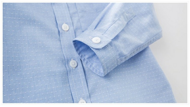 David Bella davebella áo cotton trẻ em trai xuân mới áo dài tay màu xanh - Áo sơ mi thời trang cho bé