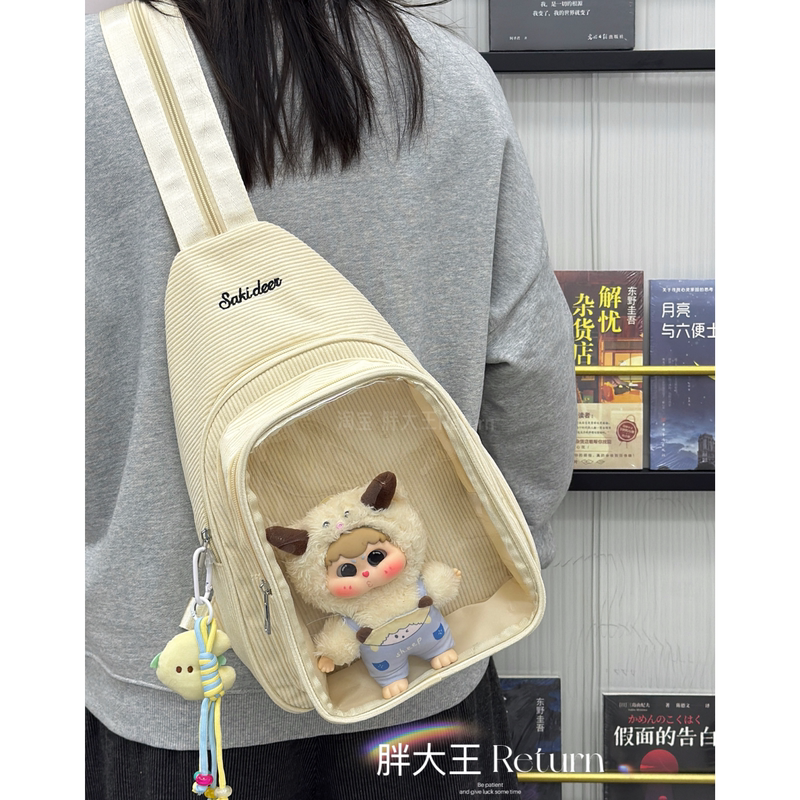 ins Two-Dimensional Transparent Backpack 20cm Doll Bag Fresh Style Chest Bag Japanese Style High-Value Crossbody Bag