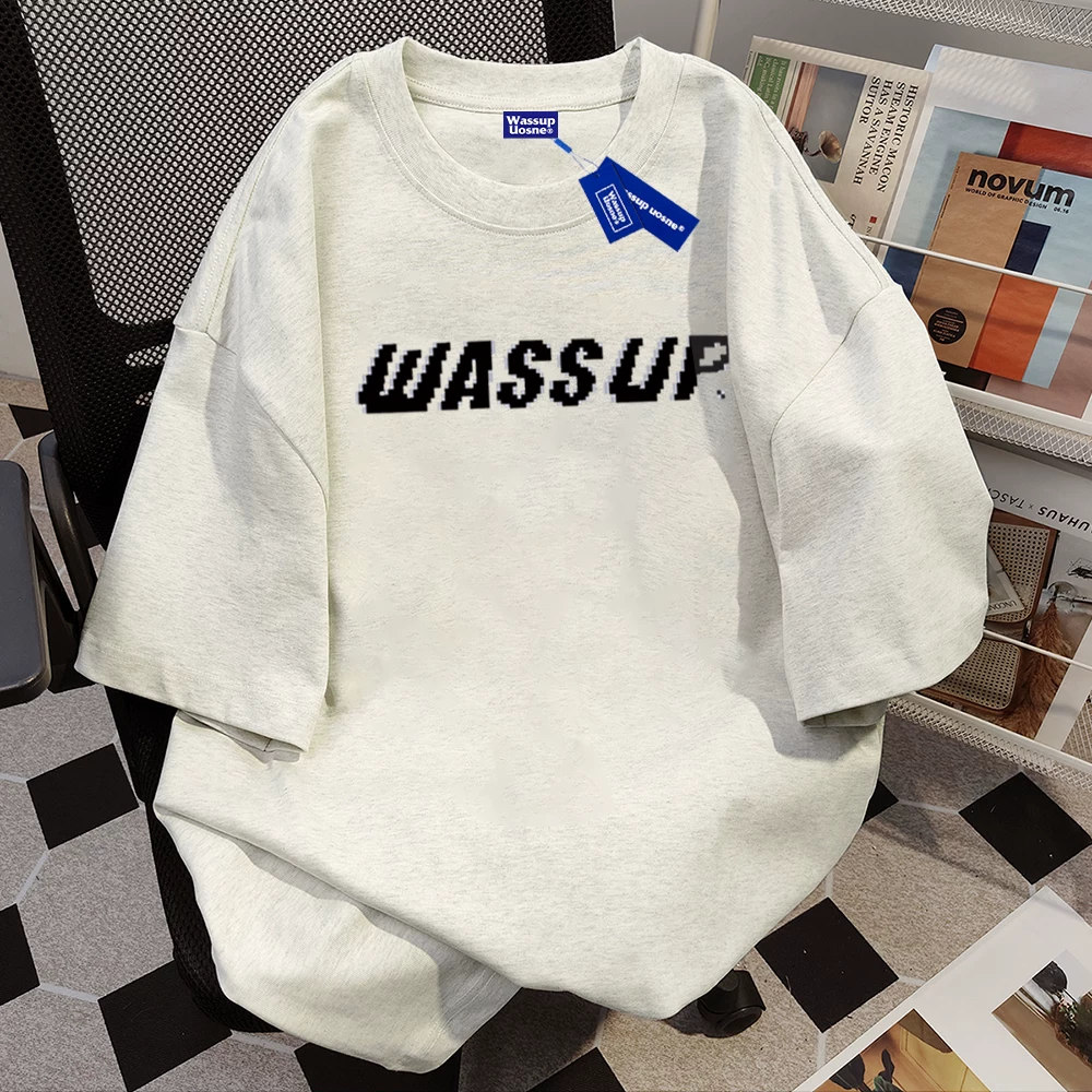 WASSUP UOSNE ретро футболка с коротким рукавом, стиль Америки, оверсайз, для любимых