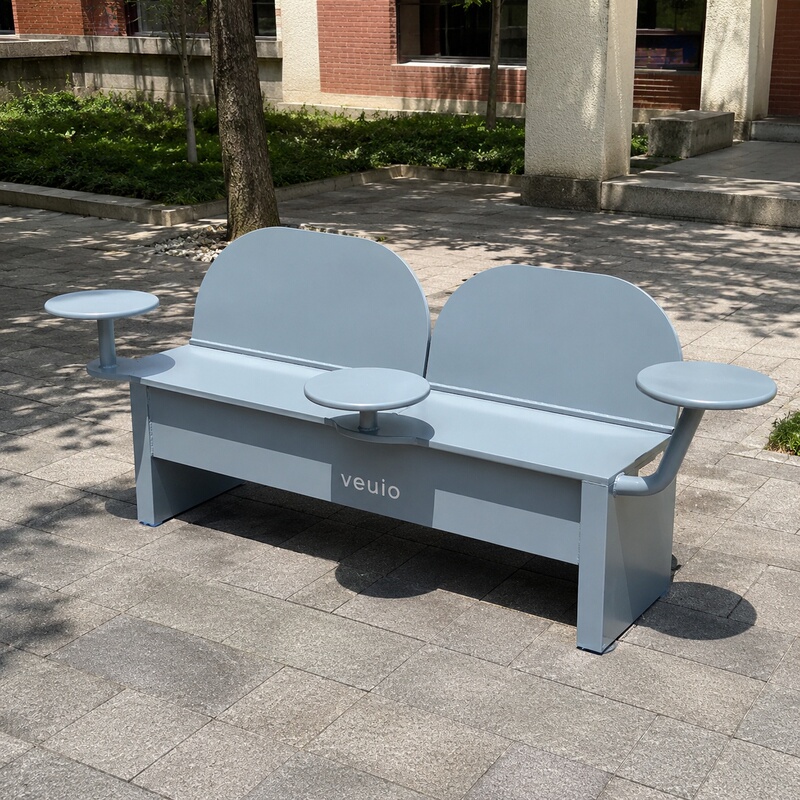 Outdoor Wrought Iron Leisure Chair, Double Bench, Modern Creative Long Bench for Shopping Malls, Milk Tea and Coffee Shops, Popular Photo Spots