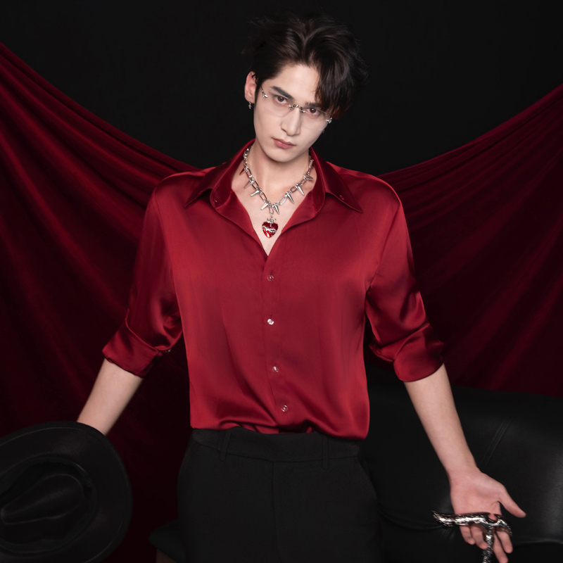 Shangjie Design's New Youthful Boy Group Performance Series, Red Shirt Design for Stage Performances, Original Design