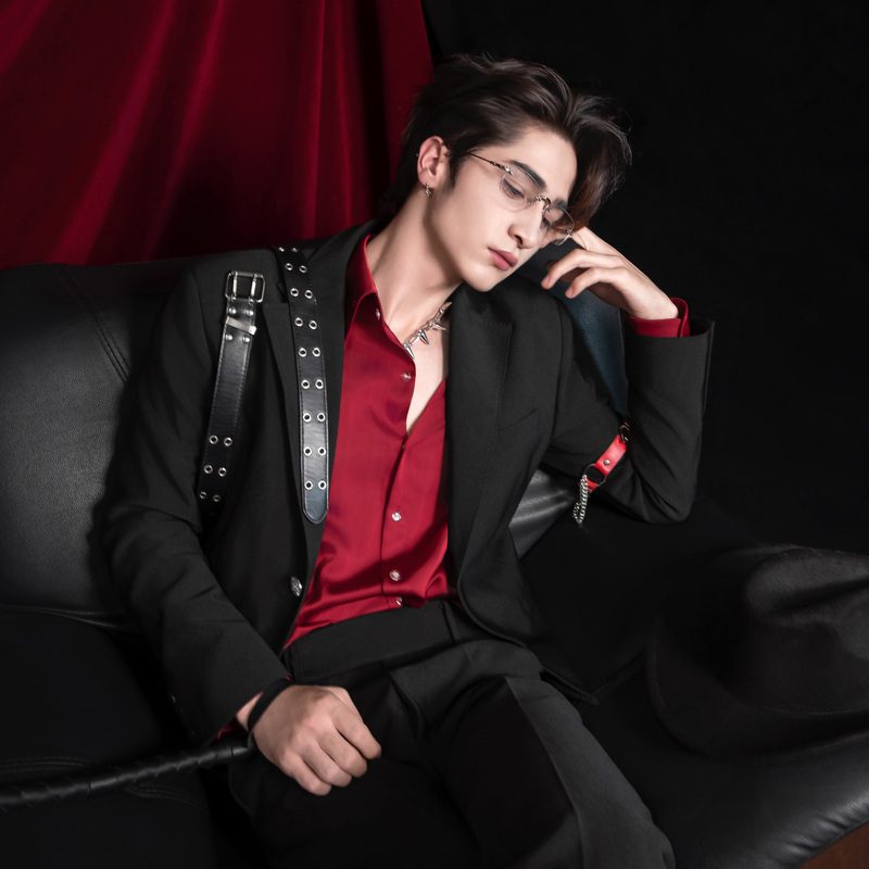 Shangjie Design Youthful Boy Group Performance Series Stage Outfit Blazer Jacket Stage Tie Black Jacket