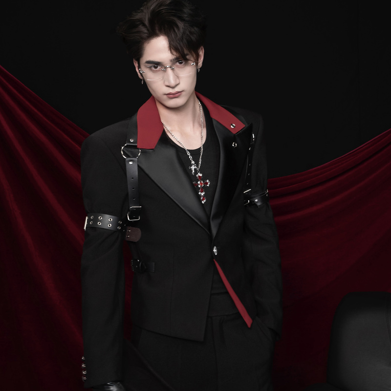 Shangjie Design Male Group Performance Series Stage Outfit Suit Jacket Youth Stage Backless High-End Hollow Lace-Up