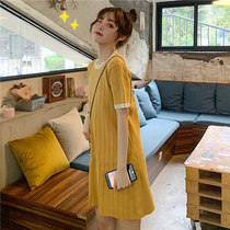 Pregnant woman summer dress blouse 2021 new net red ocean gas suit Summer pregnant woman Liandress Superior sensation summer dress