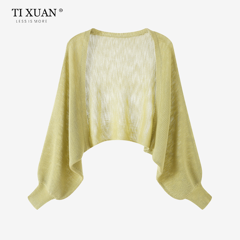 Thin Knitted Cardigan for Women, Summer Ice Silk Short Style, Paired with a Slip Dress, Sun Protection Shawl, Cover-Up, Small Jacket