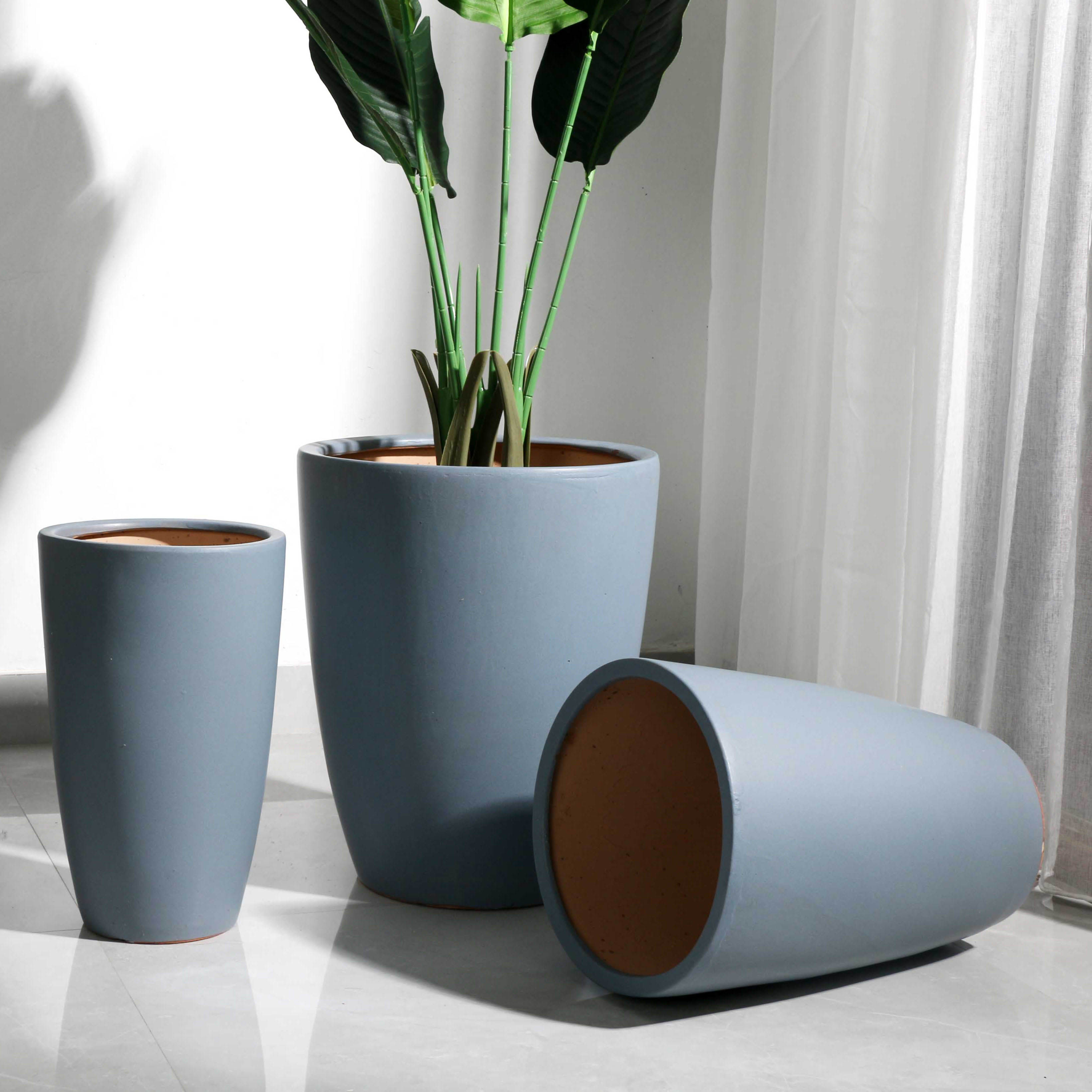 Nordic minimalist flower pot ceramic fortune tree clearance extra-large oversized household living room round high-footed floor-to-ceiling high tube