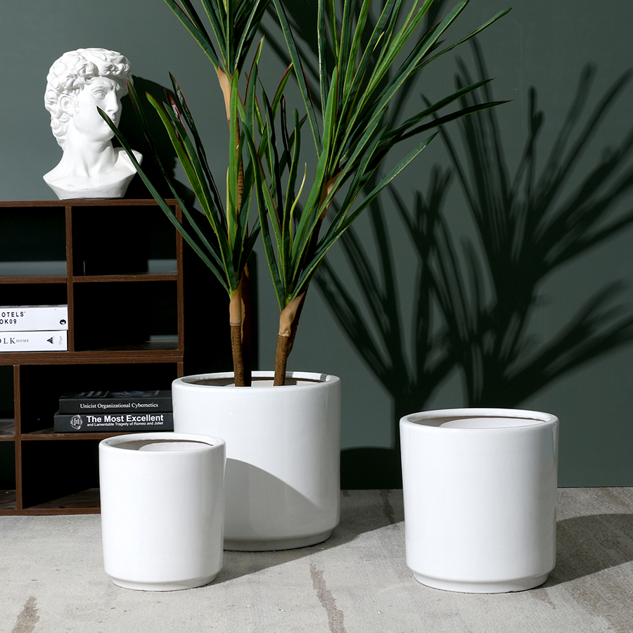 Japanese-style porcelain household ceramic flower pot extra-large coffee table next to the simple high-end balcony turtle back taro green plant porcelain potted plant