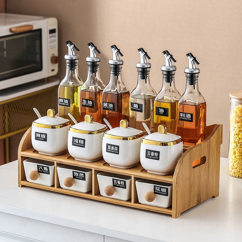 Seasoning box seasoning jar kitchen seasoning box home emerald seasoning jar salt can oil bottle seasoning combination set