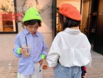 Clearance childrens clothing 2020 autumn and winter new styles for children girls and boys parent-child striped shirts jackets windbreaker tops