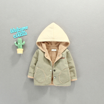 Baby cotton-padded jacket 2020 autumn and winter clothes thin baby cotton coat boys plus velvet warm hooded clothes 1-3 years old