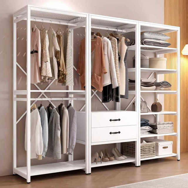 All-metal coat rack open wardrobe home bedroom walk-in closet rack floor-standing simple coat rack