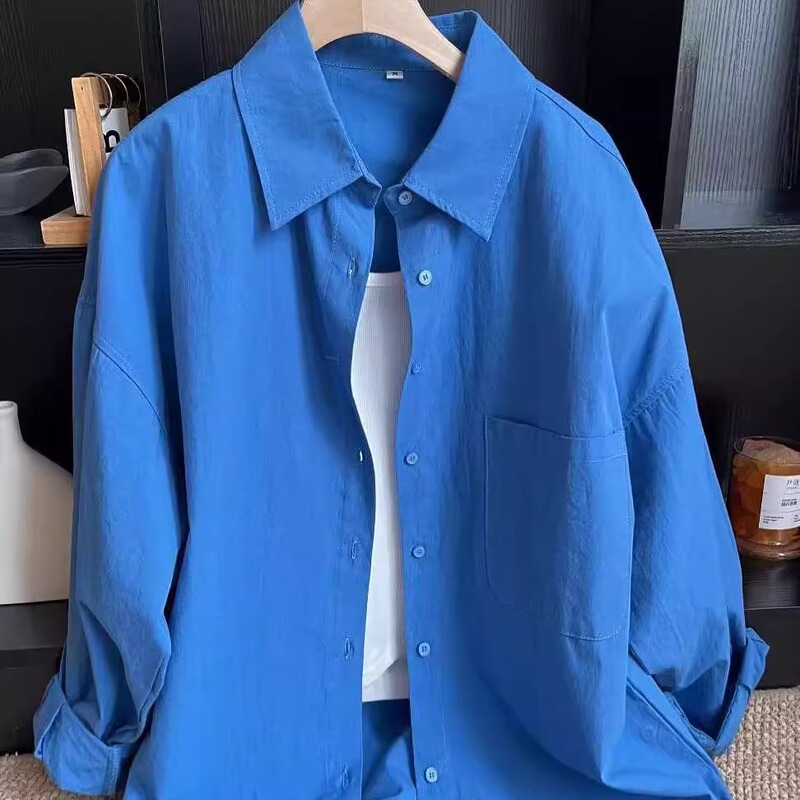 Korean Style Ultra-White Pure Cotton Shirt for Women, Layered, Loose, Covers the Body, Slimming, Long-Sleeved Top, Outerwear Shirt, Sun Protection Cardigan Korean Style Ultra-White Pure Cotton Shirt for Women, Layered, Loose, Covers the Body, Slimming, Long-Sleeved Top, Outerwear Shirt, Sun Protection Cardigan