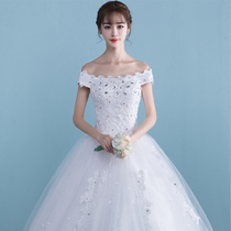 2021 new one-shoulder wedding dress Korean Bride wedding simple simple Princess Palace light wedding dress thin