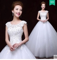 2021 Spring style shoulder Korean style wedding wedding dress bride lace large size slim shoulder wedding dress