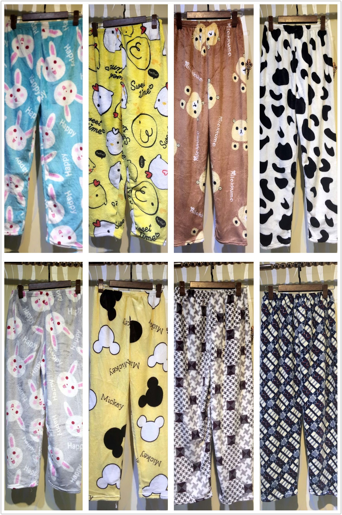 Mùa thu và mùa đông đồ ngủ flannel phụ nữ kích thước lớn cộng với nhung dày san hô lông cừu phim hoạt hình quần tây nam giản dị nhà ấm quần quần mặc nhà unisex