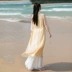 Phong cách quốc gia Trung Quốc cải tiến Hanfu nữ sườn xám đầm voan mùa hè khóa văn học retro Zen Zen dịch vụ trà - Váy eo cao