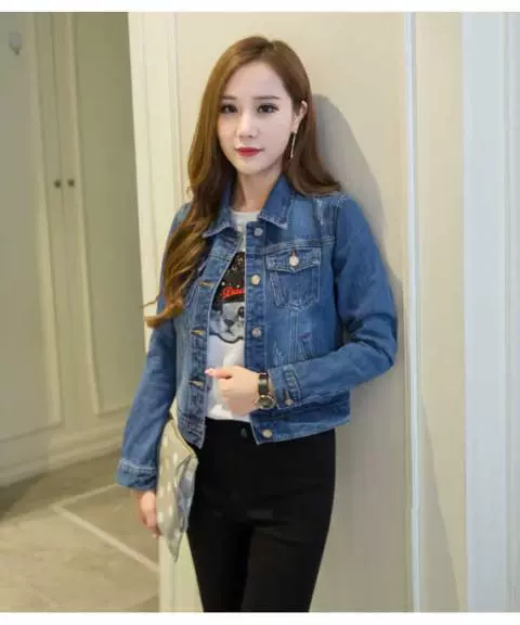 Mùa xuân hoang dã áo khoác mùa xuân và mùa thu quần áo học sinh quần jean ngắn denim nữ phiên bản Hàn Quốc