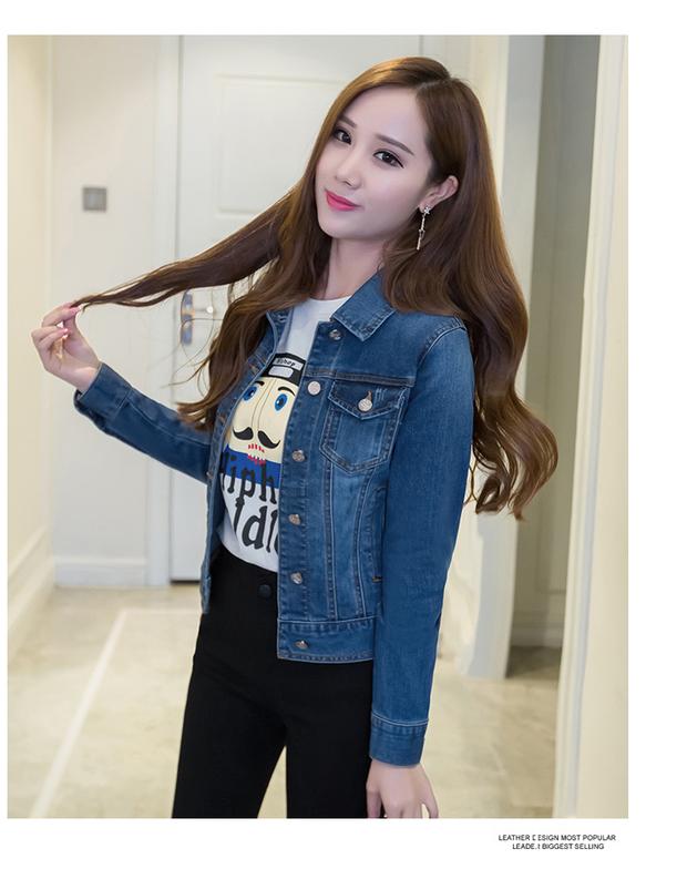 2018 xuân mới 30-40 phụ nữ trung niên áo ngắn cổ tròn thả lỏng áo khoác denim nhỏ tươi áo kiểu nữ hàn quốc cao cấp
