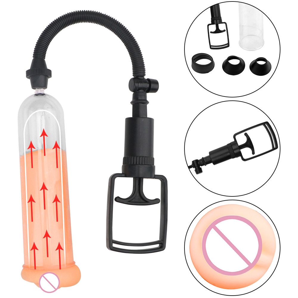 Small Number of men with long soft glues Spice Manual Penis Pump Negative Pressure Suction Pump Trainer Stretch Exercise Couple Erotic Supplies