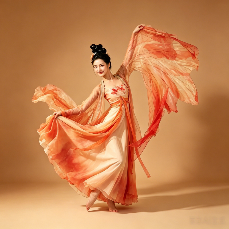 Classical Dance Costume for Women, Elegant and Ethereal Gauze Dress, New Chinese Style Dance Tattered Large-Sleeved Shirt, Peony Hanfu Classical Dance Costume for Women, Elegant and Ethereal Gauze Dress, New Chinese Style Dance Tattered Large-Sleeved Shirt, Peony Hanfu