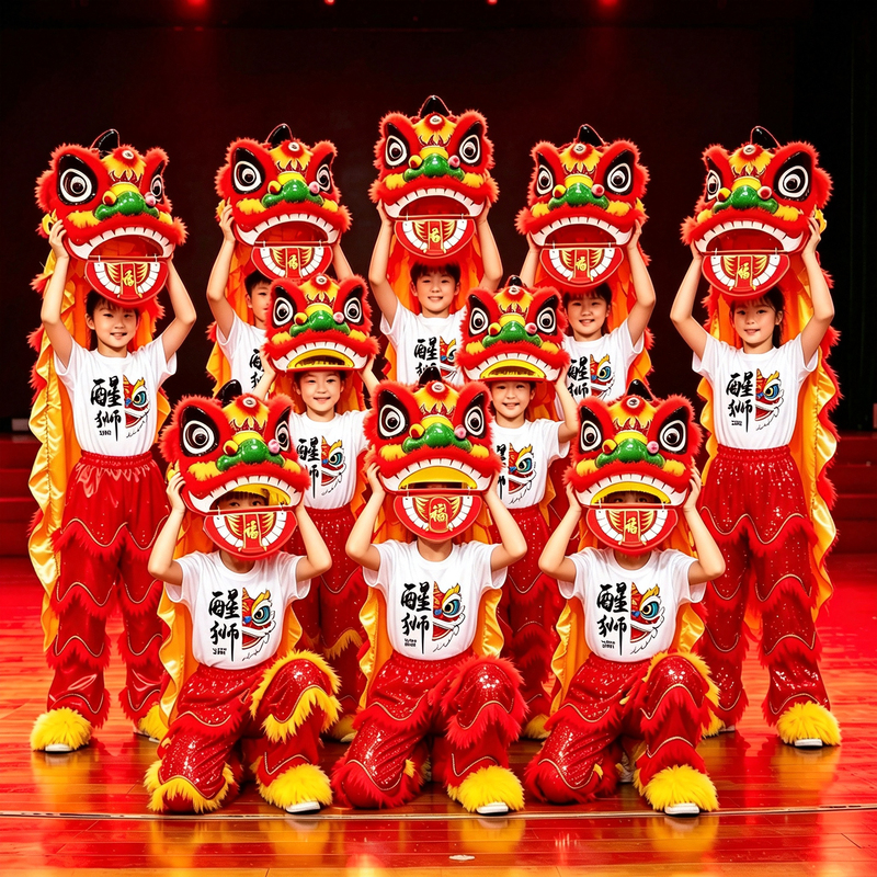 6inch 9inch Kindergarten School Performance Lion Dance Props Children's Lion Dance Set for Teenagers Little Lion 6inch 9inch Kindergarten School Performance Lion Dance Props Children's Lion Dance Set for Teenagers Little Lion