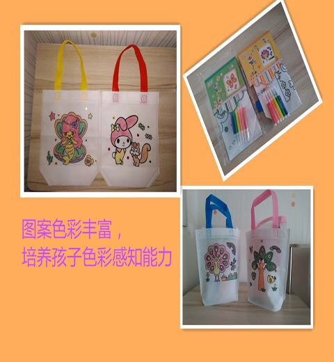 Tự làm bảo vệ môi trường túi màu graffiti túi Trẻ em handmade sáng tạo màu vật liệu sơn Túi không dệt thế giới đồ chơi cho bé