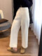 白色直筒牛仔裤女春季新款胖妹妹大码高腰宽松显瘦小个子阔腿裤子