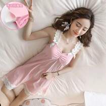 Korean Version Cute Sleeping Dress Thin style Sexy Home Clothes Woman Summer Pyjamas Pants Pure Cotton Princess Wind Sleeveless With Chest Cushion