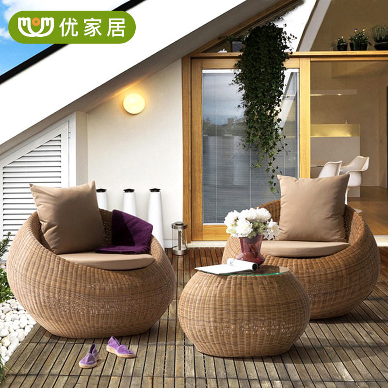 Outdoor Rattan Chair Tea Table Leisure Three Style Suits Combined Balcony Small Table And Chairs Patio Terrace Casual Outdoor Rattan Sofa