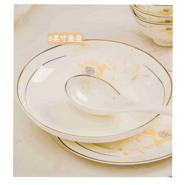 Dishes suit household Chinese jingdezhen ceramic bowl chopsticks contracted tableware suit Dishes household housewarming gift