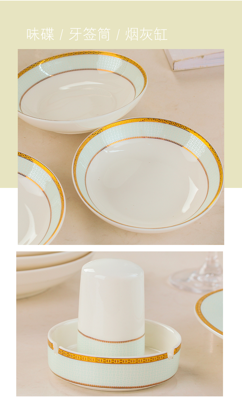 Pure and fresh and green lotus home eat rice bowl tablespoons of jingdezhen ceramics rainbow such as bowl palace in clay pot rice bowl chopsticks tableware