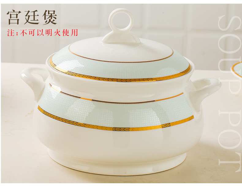 Pure and fresh and green lotus home eat rice bowl tablespoons of jingdezhen ceramics rainbow such as bowl palace in clay pot rice bowl chopsticks tableware