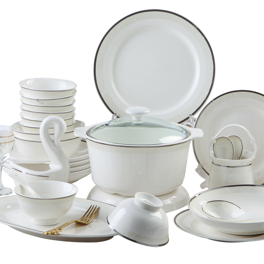 DIY free collocation with jingdezhen ceramic tableware dishes chopsticks European - style combination of household ceramic bowl bowl plate