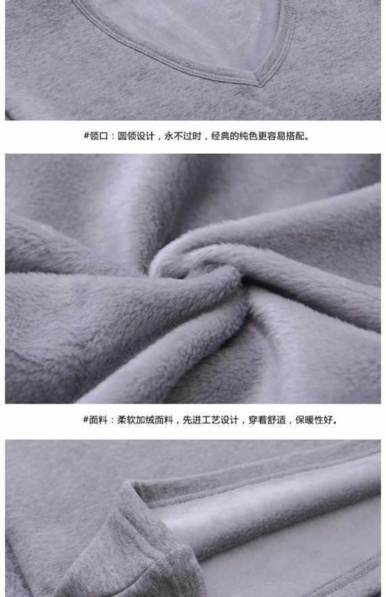 Mùa thu đông ấm áp cotton cổ tròn tay áo thun nam ngắn tay cộng với áo nhung dày màu đơn sắc áo sơ mi tay dài size lớn không bị rơi áo thun nam polo