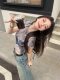 Light Asian style top for women American retro hottie sexy transparent subculture tie-dye y2k tight short T-shirt summer