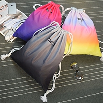 Color gradient color printing drawstring drawstring backpack Fitness football bag Basketball bag storage bag Men and women waterproof