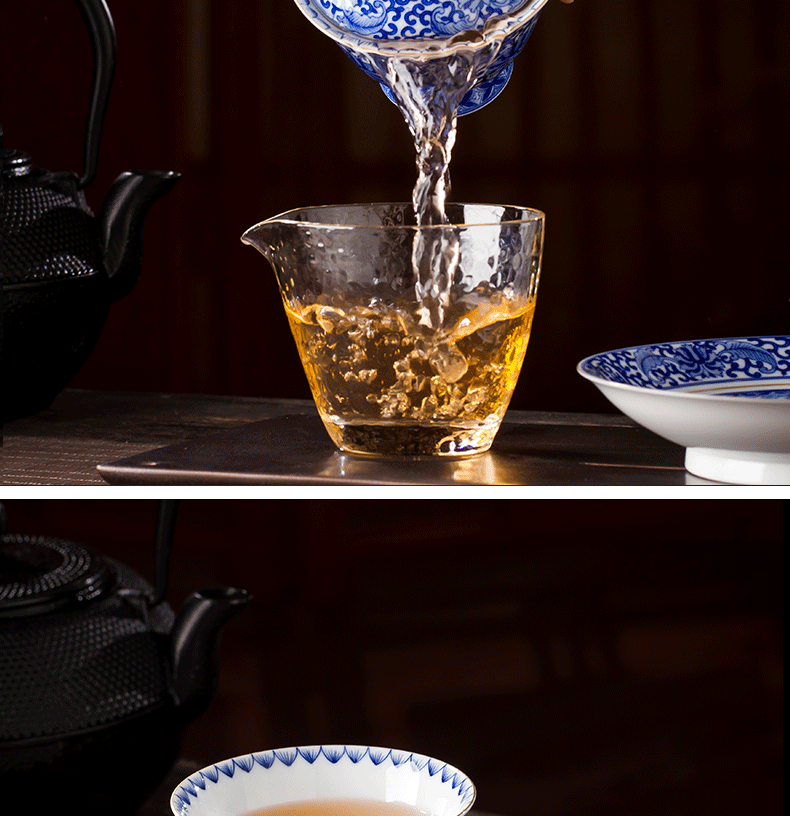 Only three tureen tea cup of pure hand - made jingdezhen ceramic paint tureen large blue and white tie up branches hand grasp pot of tea bowl