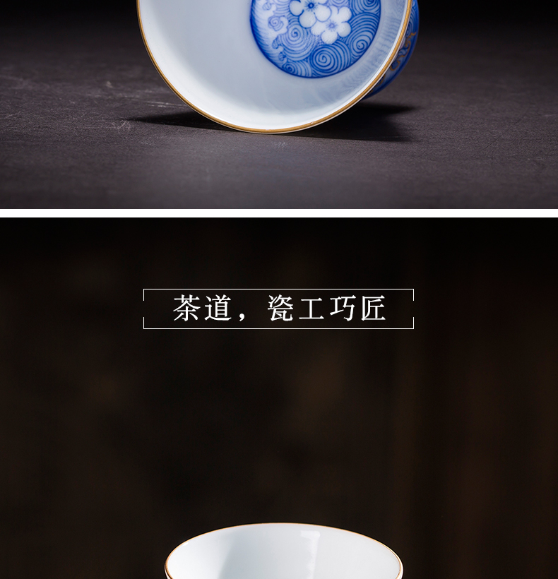Tea cups of jingdezhen ceramic Tea set sample Tea cup, master cup single CPU kung fu Tea cups of blue and white porcelain hat to CPU