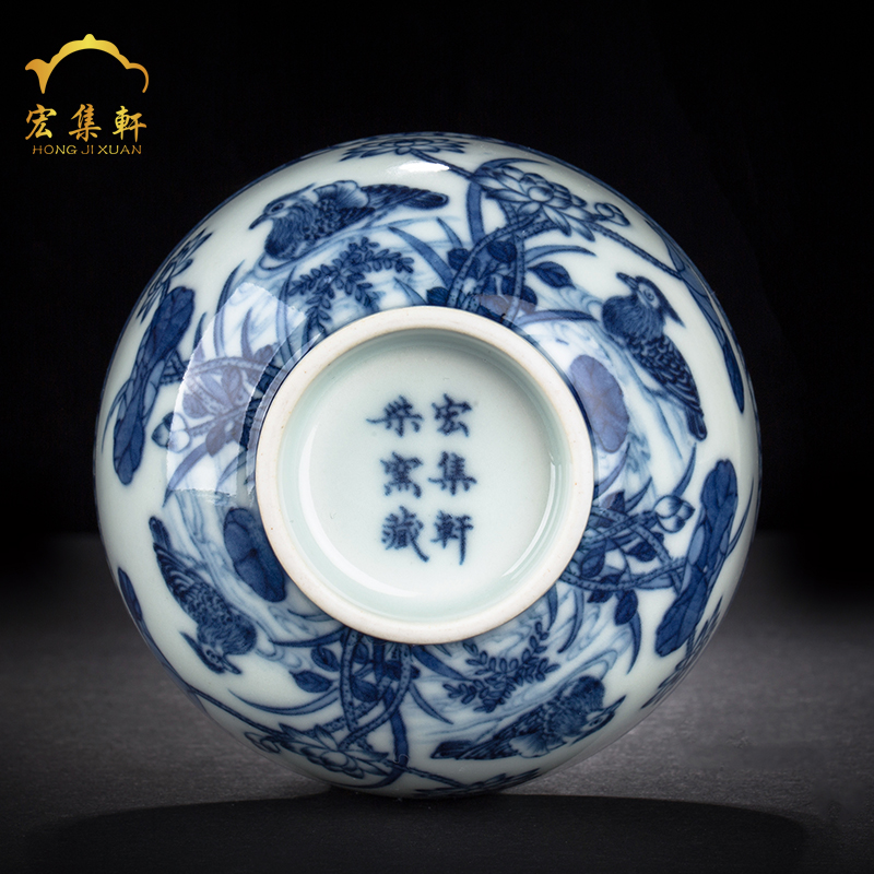 Maintain master cup of jingdezhen blue and white lotus painting of ceramic tea set single CPU hand - made teacup kung fu chai beaker