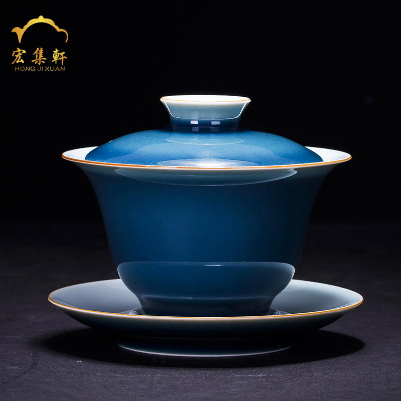 To use tureen large tea sets jingdezhen ceramic blue mercifully only three hand Bowl kung fu ji the qing offering a cup of tea cups