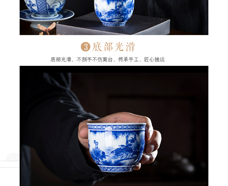 Jingdezhen blue and white enterprise bek integrated owner one cup tea set ceramic large teacups hand - made single cup sample tea cup cylinder cup