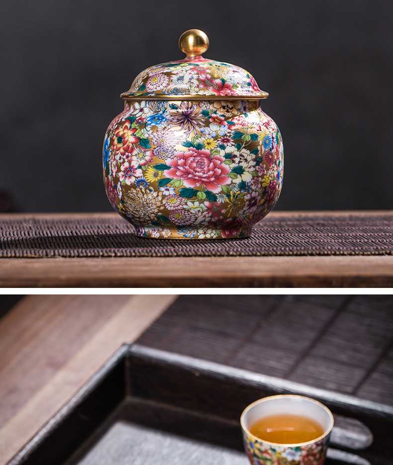 Jingdezhen ceramic tea pot colored enamel flower paint wake receives stock POTS sealed tank tea accessories