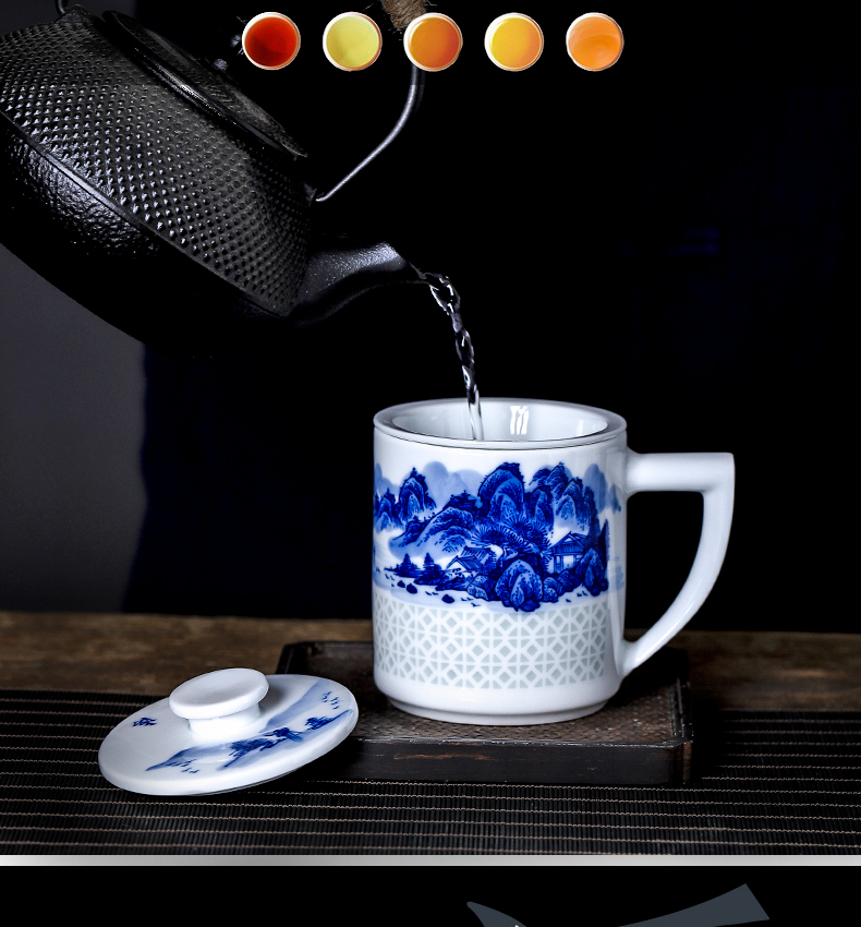 Jingdezhen porcelain linglong cup by hand with the filter tank high - capacity men home hand - made ceramic cups with cover