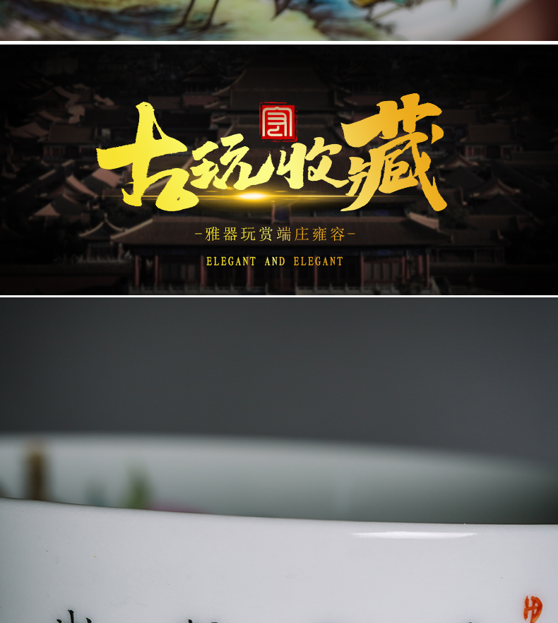 The Master cup single CPU single jingdezhen ceramic teacups hand - made teacup cranes peach cup small tea colored enamel inside and outside