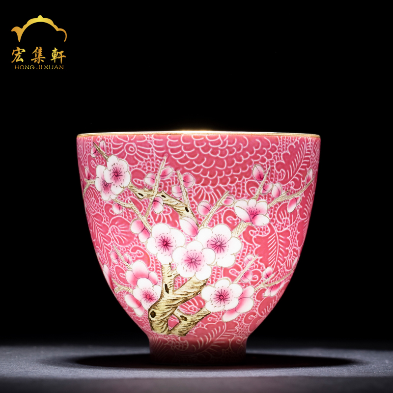 The Master cup single CPU jingdezhen tea cups hand - made grilled pastel see colour name plum flower sample tea cup cup small tea cups